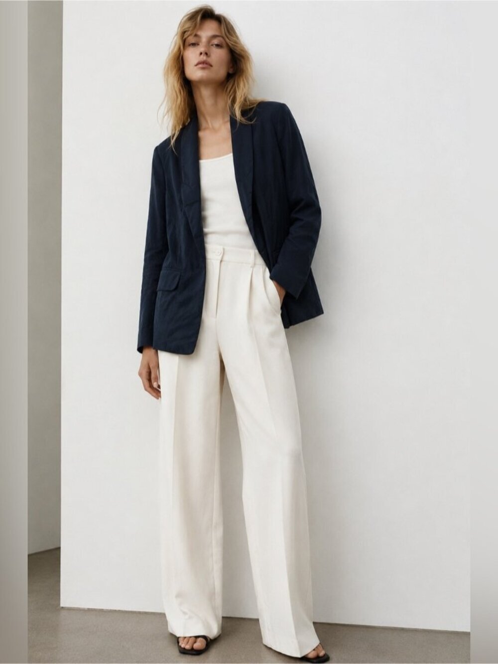 Willow & Clay Navy Open Front Blazer Jacket Size Small
